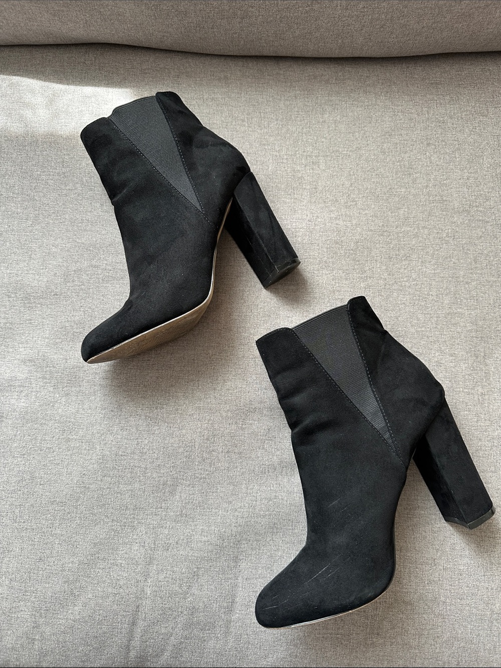 Aldo Black Suede Block Heel Ankle Boots